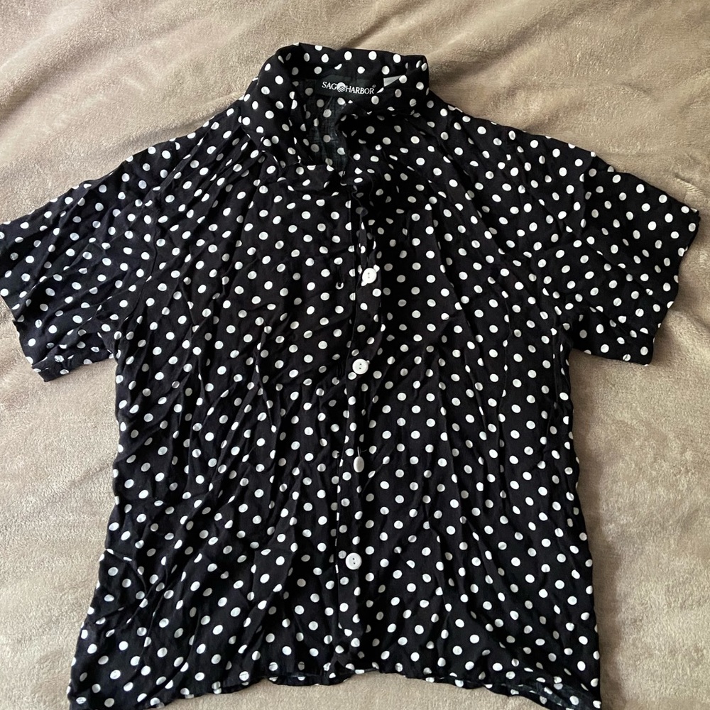White Polka Dot Button Up